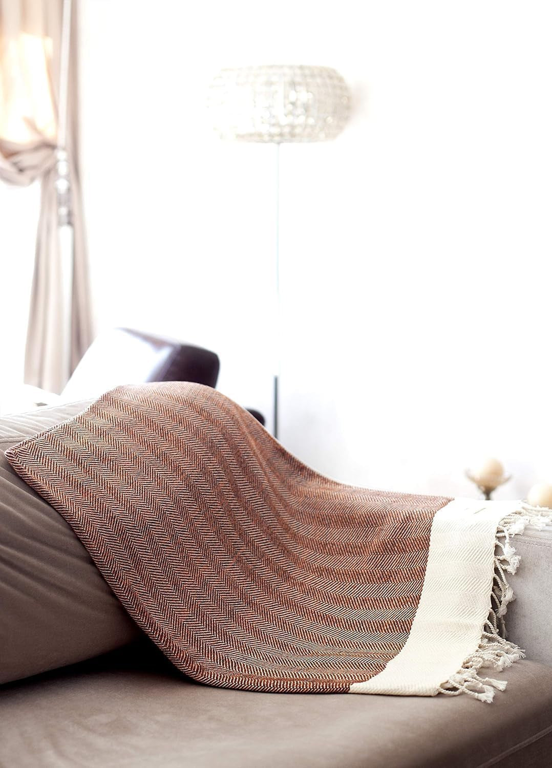 Herringbone Series Throw Blanket, 50X60 Inch, Outdoor Blankets, Throws and Blankets for Couch, Sofa, Bed, Chair, Beach Picnic, Travel Boho Turkish Blanket Throw, Orange