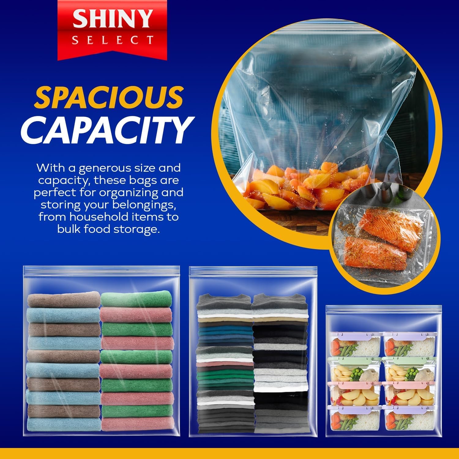 [ Pack of 25 ] Big Resealable 3.5 Gallon Large Freezer Bags for Moving, Packaging, Storage, Meal Prep, Food Storage, Brining, Closet Organization